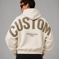 Sweat-shirt à capuche zippé pour homme, personnalisé avec logo OEM, en molleton épais 380 GSM, coupe oversize ample, grande taille, style streetwear