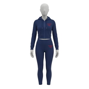 Ensemble deux pièces personnalisé avec logo pour femme : sweat à capuche et legging, leggings à fermeture éclair, ensembles de yoga, tenues deux pièces, survêtement de jogging pour femme - Product Image 2
