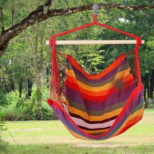 Sedia sospesa portatile da campeggio con bastone in legno e 2 cuscini, seduta a dondolo in tela per patio, materiale metallico, portata 265 libbre - Product Image 6