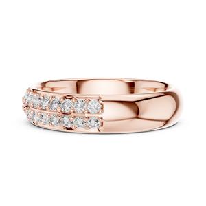 Anillo de Compromiso, Aniversario o Boda de Oro Sólido de 14K para Mujer con Diamante Natural de Corte Brillante, Certificado IGI HI-VSSI, Doble Diamante - Product Image 3