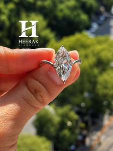 Bague de fiançailles solitaire en moissanite taille marquise, bijoux fins, bande fine pour femme, cadeau de mariage ou de fête - Product Image 3