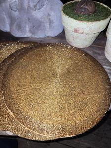 Bella Lux Gold <b>Beaded</b> <b>Placemat</b> set of 4 Heavy - Product Image 2