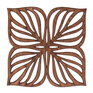 Tropical Leaf Laser Cut Solid Wood Coaster Handcrafted Heat Resistant Drink Mat Modern <b>Table</b> <b>Protector</b> Coffee Tea Cup Holder - Product Image 4