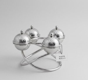 Arabic 4 Piece Serving Bowl Set with Stand Covered Dates Nuts Dry Fruit <b>Sweets</b> Snack Bowls Tableware Serving for Ramadan <b>Party</b> - Product Image 3