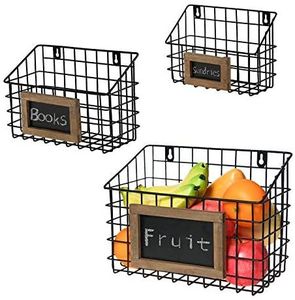 Cesta colgante de pared de hierro hecha a mano para decoración interior rústica y organizador de frutas y verduras con calidad duradera - Product Image 1