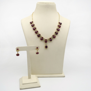 Graceful <b>Ruby</b> Gemstone <b>Necklace</b> and Earring Set 5MM Size Stylish Women’s Party Wear And Daily Wear Jewelry Set - Product Image 3