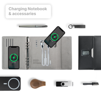 CARDSILK – Fournisseur OEM : Ensemble Cadeau Personnalisé en Cuir PU, Carnet avec Stylo, Design Texturé, pour Organiseur de Bureau Professionnel, avec Batterie Externe Intégrée