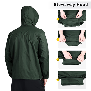Veste de pluie légère pour homme, fabriquée en usine, coupe-vent, pliable, imperméable, pour l'extérieur, vêtements de pluie pour homme - Product Image 3
