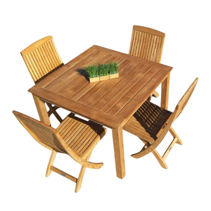 Minimalist Garden Dining Sets Restaurant Set With <b>Square</b> <b>Table</b> and 4 Folding Chairs Manufacturing In Indonesia - Product Image 2