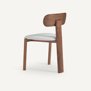 Elegante y Duradera Silla de Comedor de Madera de Nogal de Mediados de Siglo, Madera Maciza con Tapicería de Tela Premium, Muebles para el Hogar - Product Image 4