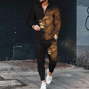 Ensemble de survêtement pour homme 2 pièces, polo à manches longues et pantalon de jogging, ensembles de survêtements décontractés, tenues de vacances - Product Image 3