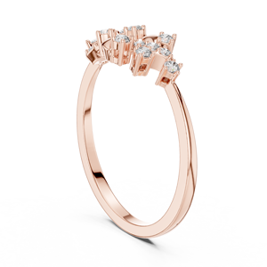 Bague en or jaune avec diamants en grappe et ruban organique - Product Image 4