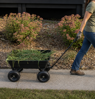Chariot de jardin moderne en poly-métal, capacité 4,0 pieds cubes, robuste, avec pneus pneumatiques, pour transport de matériel de jardin, pelouse et ferme ODGGAD010