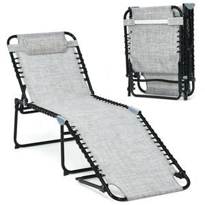 Sedia a Sdraio Pieghevole con Schienale e Poggiapiedi Regolabili per Uso in Spiaggia - Product Image 2