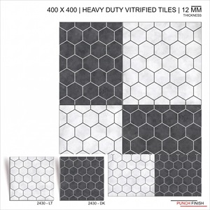 กระเบื้องปูพื้นสำหรับจอดรถแบบวิทริฟายด์ ขนาด 400x400 มม. หนา 12 มม. ทนทานพิเศษ ผิวแบบ Punch Finish สำหรับภายนอกอาคาร กันลื่น เหมาะสำหรับทางเดินในสวน ทางเข้าบ้าน ห้องน้ำ โรงพยาบาล - Product Image 2