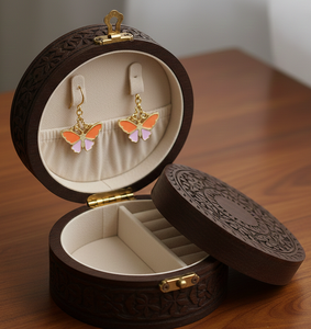 Pendientes Colgantes de Mariposa de Latón Hechos a Mano, Esmalte Naranja/Lila/Morado, Estilo Romántico Artesanal para Mujer, Ideales para Fiestas - Product Image 3