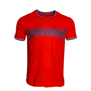 Camiseta de Béisbol de República Dominicana para Adultos, Unisex, Manga Corta, Blanca, de Poliéster, Personalizable con Nombre de Equipo, Transpirable - Product Image 1