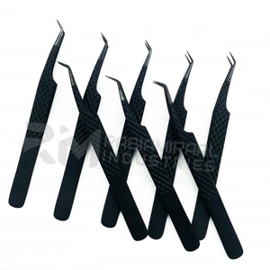 แหนบต่อขนตาแบบมืออาชีพ RMI ปรับแต่งได้ 45 องศา  ด้ามจับเคลือบสีดำลายเพชร  แบรนด์ส่วนตัว  ทำจากสแตนเลส - Product Image 6