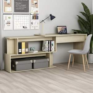 Bureau d'ordinateur en bois d'ingénierie Sonoma Oak, 78,7x19,7x29,9 pouces, design rotatif - Product Image 1
