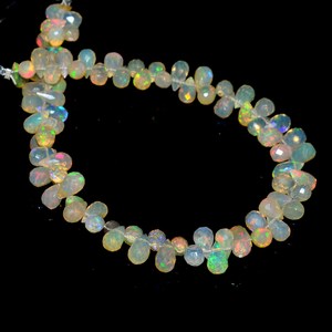 Perles de Welo Opal d'Éthiopie naturelles jaunes facettes en forme de goutte d'eau 6x4mm pour bijoux - Product Image 1