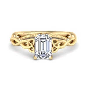 <b>Emerald</b> Cut Moissanite Diamond Rose Tone Celtic Knot <b>Band</b> Romantic Propose Gift 925 Sterling Silver <b>Ring</b> - Product Image 3