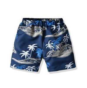 <b>Men</b> Blue Tropical Print Board Shorts Quick Dry Elastic Waist Casual Swim <b>Trunks</b> Short Length Polyester Material - Product Image 1