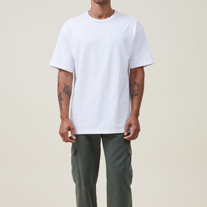 T-shirt surdimensionné à manches courtes col rond 100 % coton anti-plis, coupe carrée, blanc/noir uni, personnalisable, vente en gros usine - Product Image 2