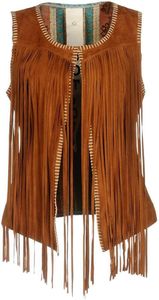 Châle en cuir marron pour femme, long, sans manches, effet velours texturé, à porter toute l'année au quotidien - Product Image 5