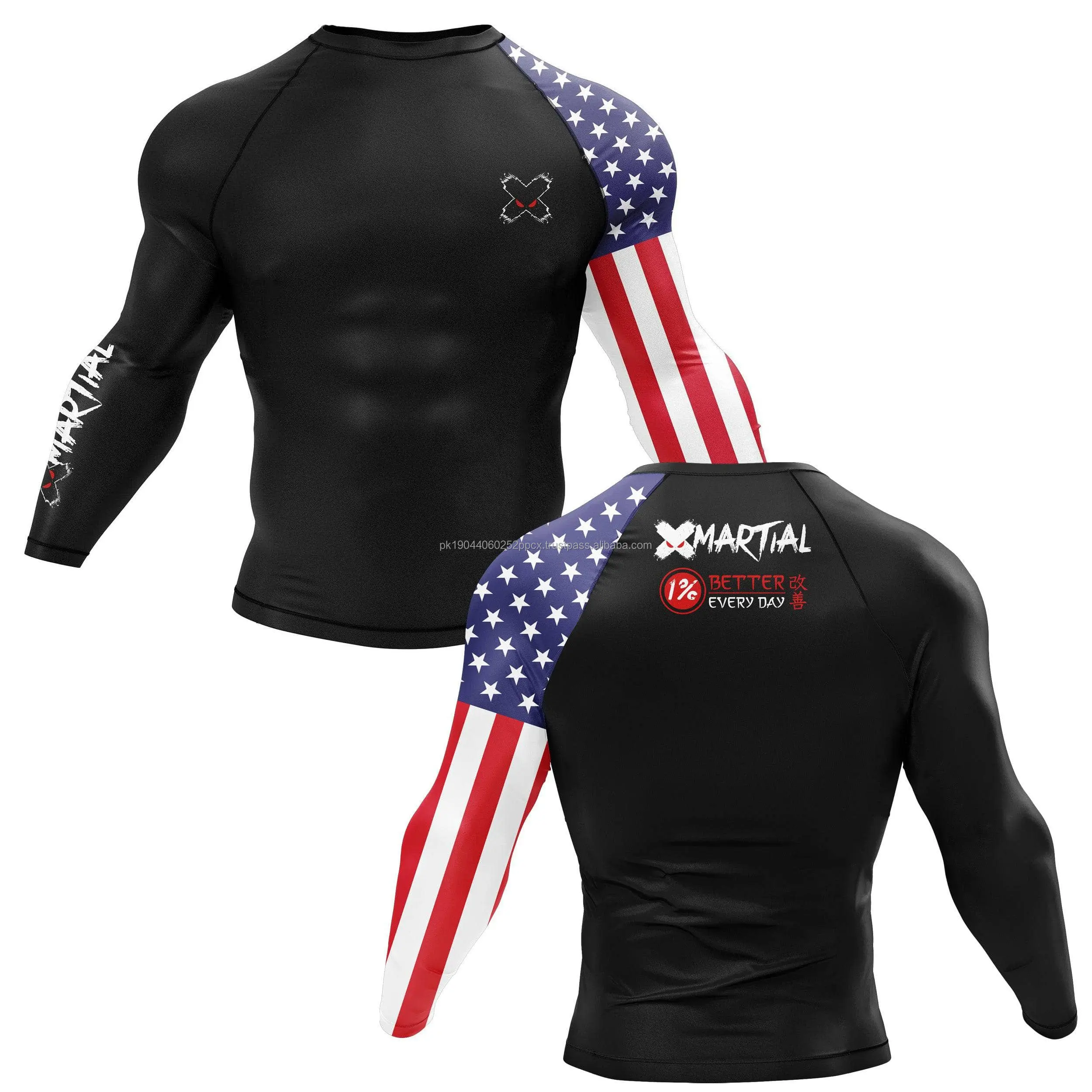 Heren Custom Lange Mouw Upf 50 Baselayer Skins Performance Fit Compressie Mma Bjj Rash Guard