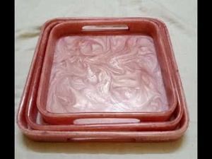 Luxury Resin Decorative <b>Tray</b> 10x10 Inch Square <b>Gold</b> Frame Premium Handmade Modern Luxury Abstract Marble Pattern Decor - Product Image 3