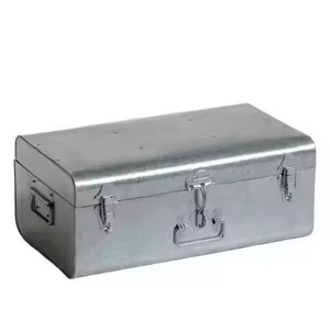 Lot de 3 coffres de rangement métalliques empilables personnalisés, dégradé blanc, gris clair, gris foncé, en fer, décoratifs, pour souvenirs - Product Image 3