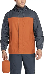 Veste coupe-vent imperméable à capuche pour homme, couleur unie, fermeture éclair sur le devant, vêtements décontractés pour l'extérieur, matière polyester, vert - Product Image 2