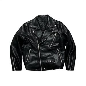 2025 New Fashion Men's Streetwear Casual Long Sleeve PU <b>Leather</b> <b>Jacket</b> <b>Retro</b> Zipper Decoration OEM Service Windproof Breathable - Product Image 1