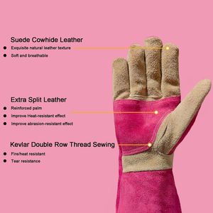 Guantes de Soldadura de Cuero con Puño Extra Largo, Absorbentes de Sudor, Resistentes al Fuego y a Salpicaduras de Metal Fundido, Personalizables para Manipulación de Metales Calientes - Product Image 3