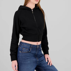 OEM Women Cropped <b>Zip</b> Hoodie Custom Made Fashion Design Breathable Soft Fabric High Quality Production At Reasonable Price - Product Image 3
