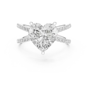 Heart Cut Lab Grown Diamond <b>Ring</b> 3.50 CTW E Color 18K Solid Gold Criss Cross <b>Split</b> Shank 0.48 CTW Round Side Stones VVS VS <b>Ring</b> - Product Image 5