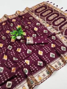 Sari Tradicional Étnico Indio con Tejido Meenakari para Bodas, Hecho con Materiales Reciclados, para Todas las Temporadas - Product Image 6