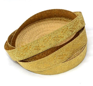 Dentelle en tissu Mylar à feuilles de chêne dorées, soluble dans l'eau, personnalisée pour les fournisseurs de sacs à vêtements - Product Image 1