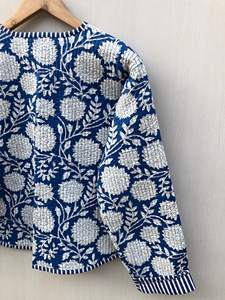 Chaqueta de Algodón Kantha para Mujer, Estilo Boho, Estampada, Acolchada, Hecha a Mano, con Cierre de Botones y Diseño Floral - Product Image 5
