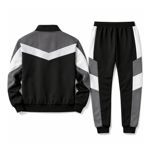Ensemble de survêtement unisexe color block à manches longues avec fermeture éclair, col montant, style sportif décontracté, respirant, pour l'automne - Product Image 6