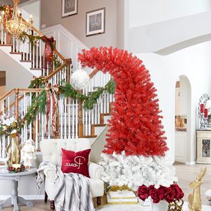 Albero di Natale Artificiale Fraser Fir Pieghevole da 1,8 m con Coni da 3 cm, Decorazione Natalizia Stile Cappello di Babbo Natale - Product Image 1