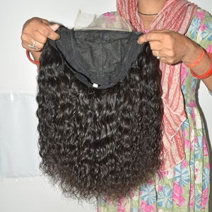 Premium Natural Curly Indian Human Hair Soft <b>Wig</b> Virgin Remy HD Lace <b>Front</b> Glueless Pre Plucked 100g Wholesale Export Factory - Product Image 6
