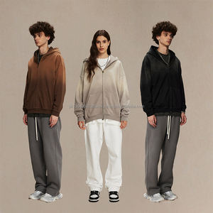 Streetwear rétro pour hommes à capuche avec logo personnalisé éponge surdimensionnée lavée à l'acide poids lourd 450GSM sweats à capuche zippés techniques de bouffée - Product Image 1