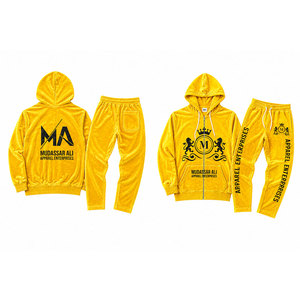 Ensemble de survêtement jaune à capuche Mudassar Ali Apparel Enterprises, 100% polyester, 350 g/m², fermeture éclair intégrale, poche avant - Product Image 3