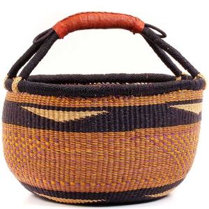 Supplier Direct Seagrass Belly <b>Basket</b> Natural <b>Woven</b> Fiber <b>Black</b> Brown Geometric Sundries Storage Organizer - Product Image 2