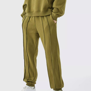 Unisex Olive Green Hooded Tracksuit Set Cotton Sweatshirt And Jogger <b>Pants</b> Solid Color Casual <b>Loungewear</b> Sportswear - Product Image 3