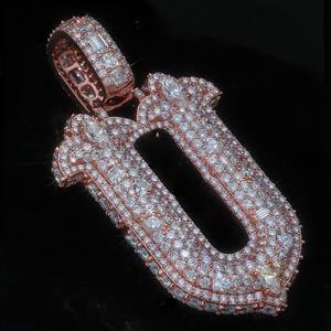 <b>Custom</b> Letter Moissanite Pendant Iced 925 Silver <b>Necklace</b> Rose Gold Plated <b>Name</b> Charm Hip Hop Jewelry - Product Image 3