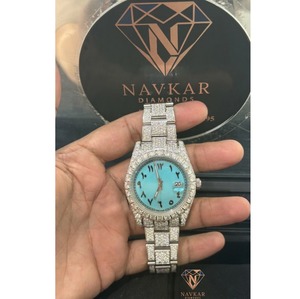 Reloj de Plata de Ley 925 con Diamantes de Moissanita, Joyería de Lujo para Bodas y Celebraciones, Disponible para la Venta - Product Image 1