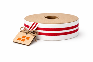 Neelkamal Industries Double Face Red White Stripe 20MM Woven Polyester Ribbon Decorative Gift Wrapping Garment Trim <b>Packaging</b> - Product Image 2