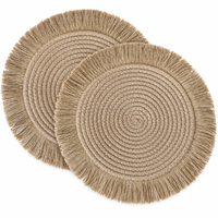 Sets de table ronds en jute tressé à la main style bohème avec franges, écologiques, faits main, antidérapants, diamètre 350 mm pour la salle à manger